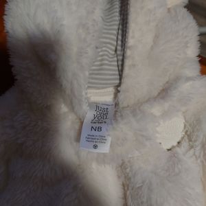 Like new warm fleece footed pj with hood newborn